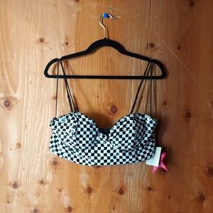 Meraki Black & White Sequin Bustier Top